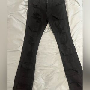 Black stacked flare jeans